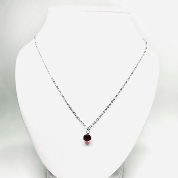July Swarovski Crystal Necklace, Ruby Swarovski Crystal, Handmade - Picture 4 of 5